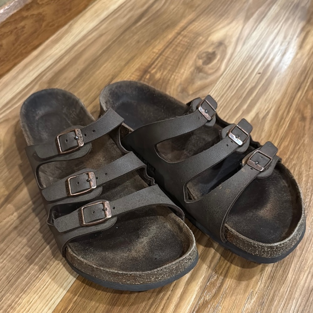 Brown Triple Strap Sandals